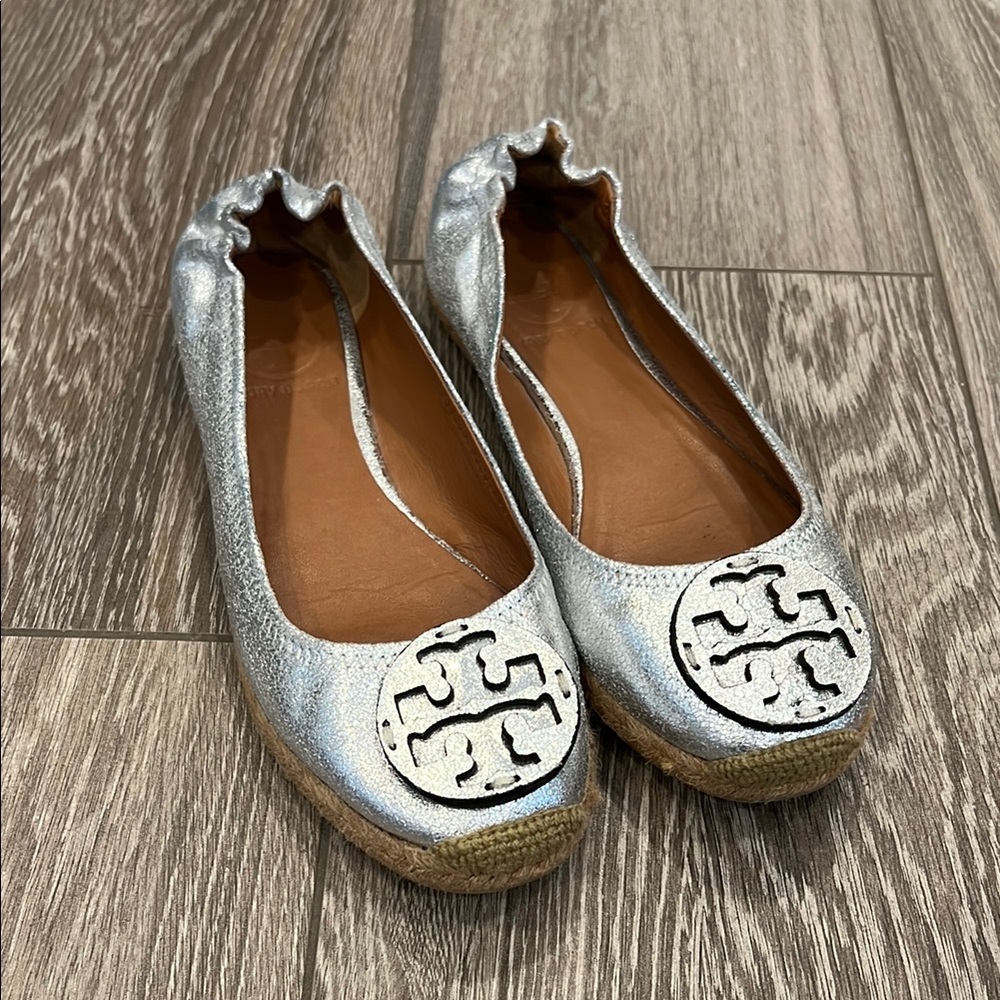 Tory Burch Reva Silver Espadrilles